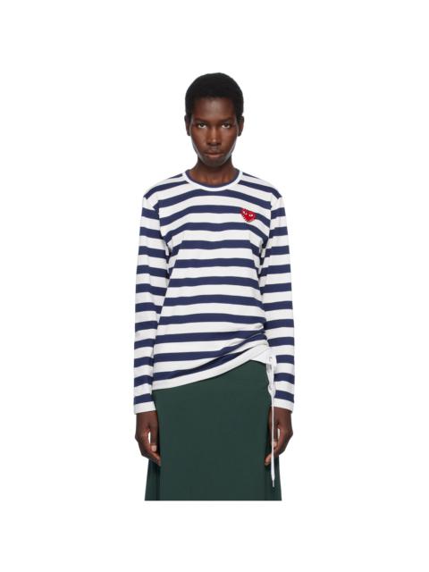 Navy & White L/S Stripe Rhinestone T-shirt
