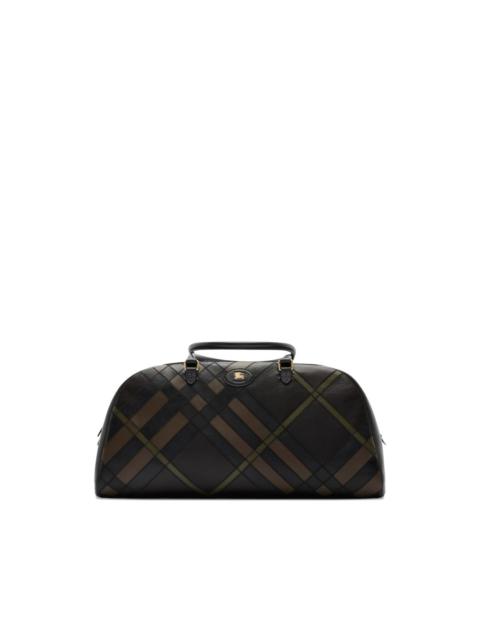 Burberry check-pattern leather holdall