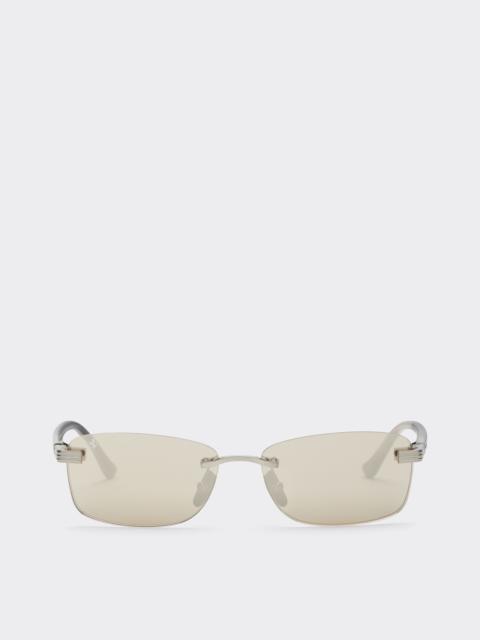 Ferrari Ferrari sunglasses in  brushed silver-colored titanium  and acetate with transparent gold lenses wit