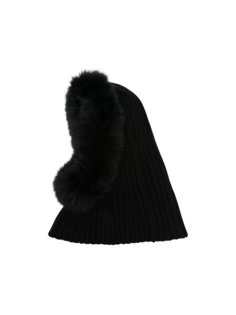 Yves Salomon fur-trim ribbed balaclava
