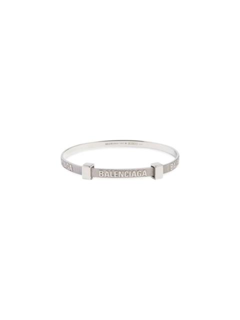 BALENCIAGA Women's Logo Hoop Bracelet in Silver