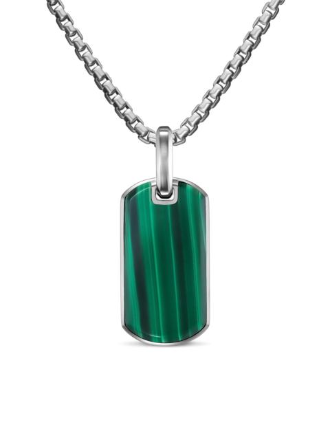 DAVID YURMAN Men's Chevron Tag in Sterling Silver - Malachite