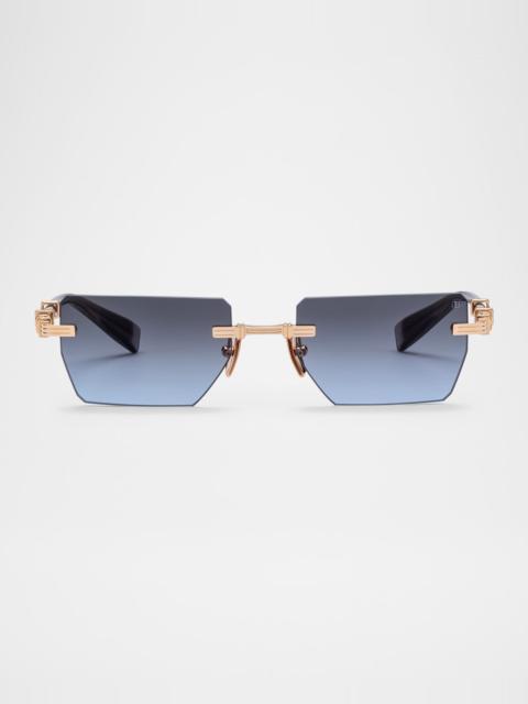 Balmain Pierre Titanium Rectangle Sunglasses