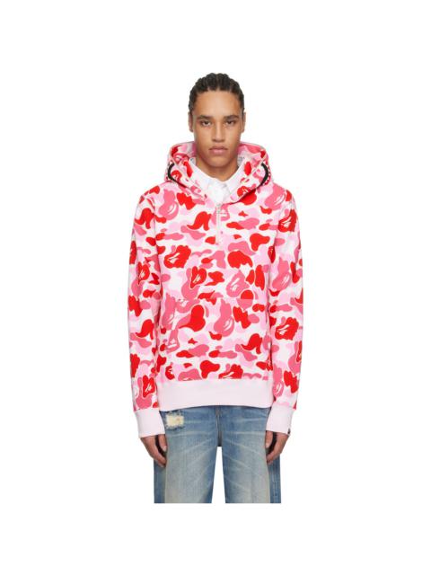 A BATHING APE® Pink ABC Camo Shark Half Zip Hoodie