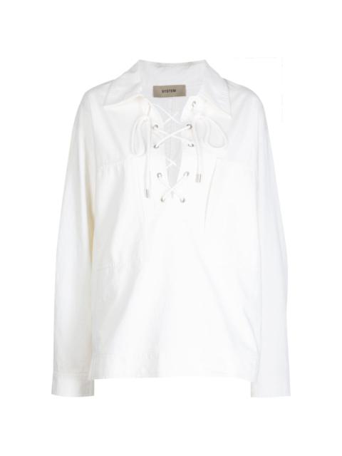 SYSTEM lace-up detail blouse