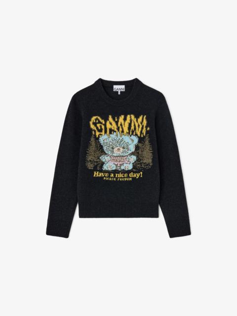 GANNI SWEATER WITH FOREST TEDDY