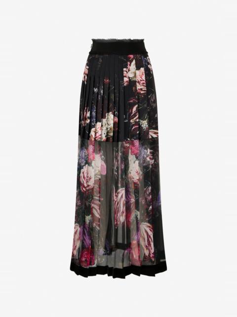 Roberto Cavalli Fiammingo Flowers Print Silk Skirt