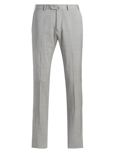 EMPORIO ARMANI Men's Tropical Virgin Wool Flat-Front Trousers - Light Grey Melange
