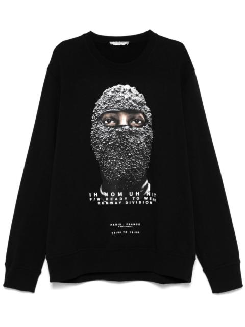 ih nom uh nit Black Mask-print sweater