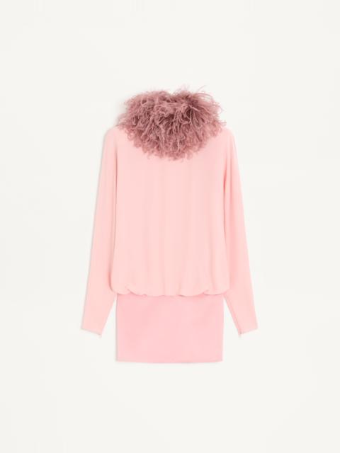Valentino SHORT GEORGETTE DRESS WITH FEATHERS