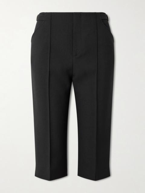 Chloé Buckle-embellished Wool-crepe Straight-leg Capri Pants
