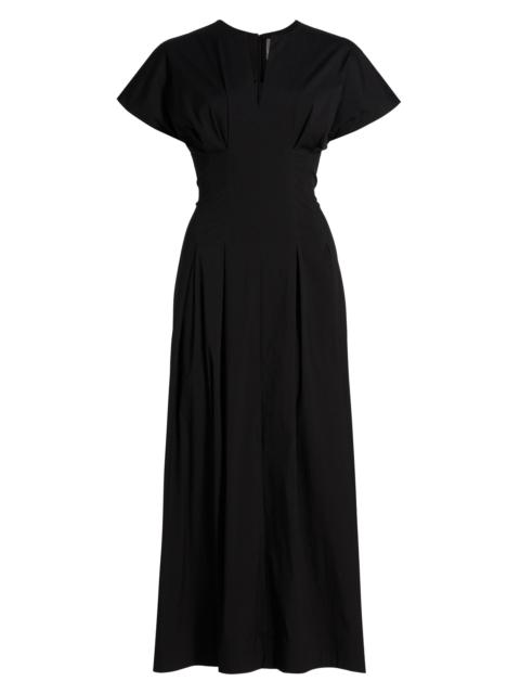 LELA ROSE Women's Smocked Back Cotton Poplin Midi-Dress - Black