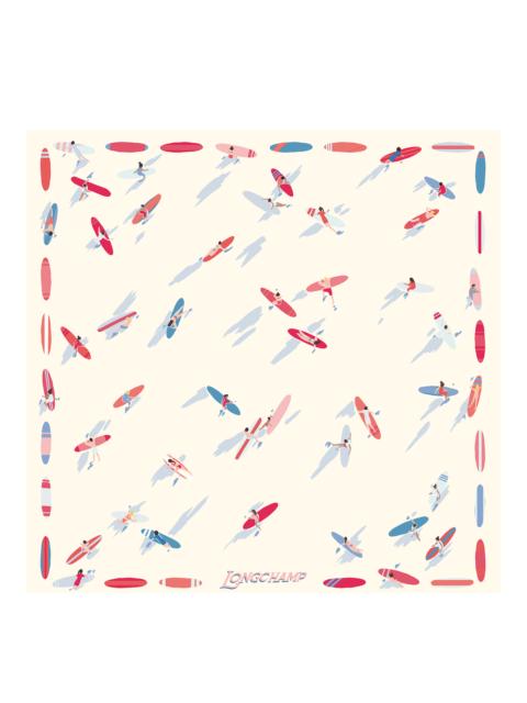 Longchamp En Attendant la Vague Silk scarf 50 Ivory - Silk