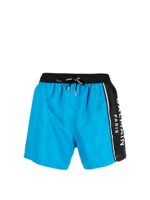 Balmain logo-print drawstring swim shorts