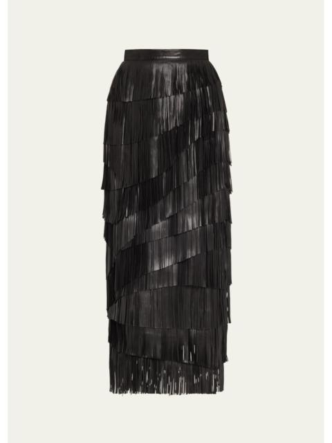 ULLA JOHNSON Therese Leather Fringe Skirt
