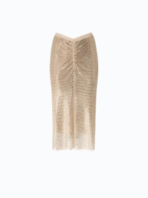 PINKO MESH-EFFECT CALF-LENGTH SKIRT WITH RHINESTONES