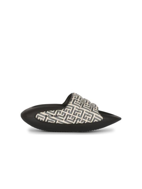 Quilted leather B-IT mules with Balmain monogram print