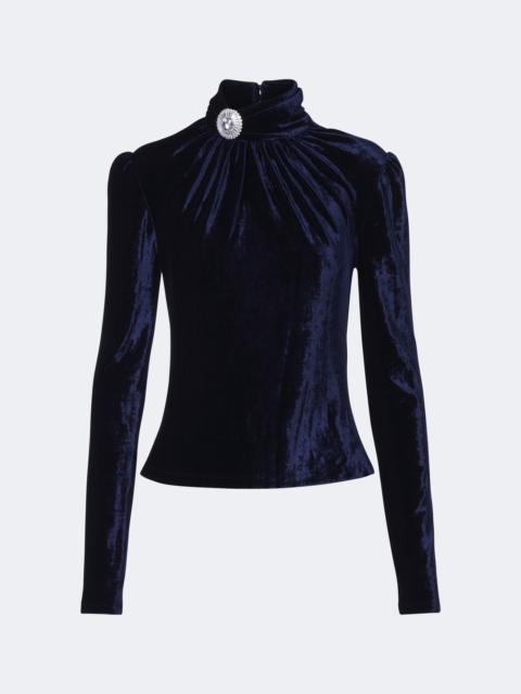 rabanne Embellished gathered velvet top