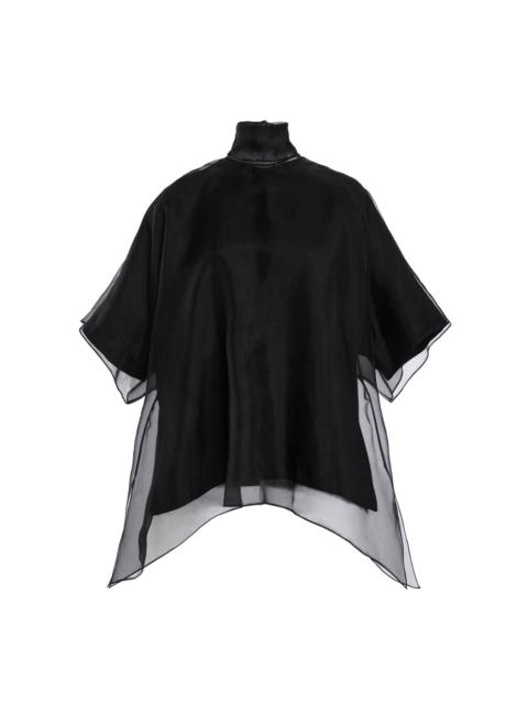 BRANDON MAXWELL The Cali Tie-Neck Silk-Organza Blouse black