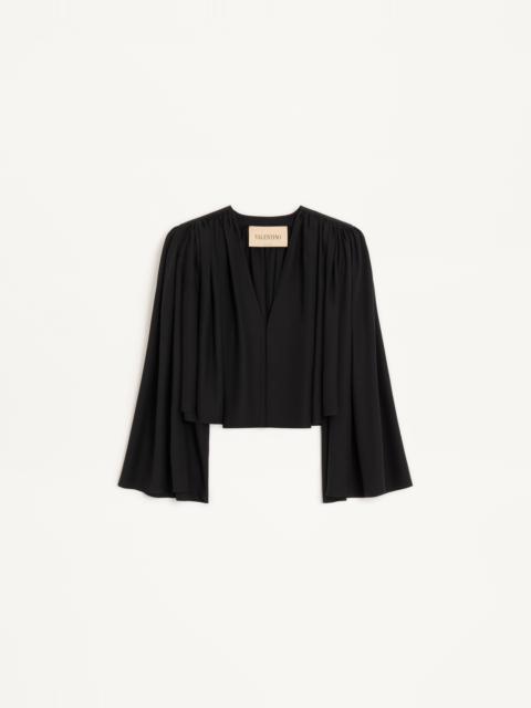 Valentino SATIN SABLÉ JACKET WITH GATHERED DETAIL