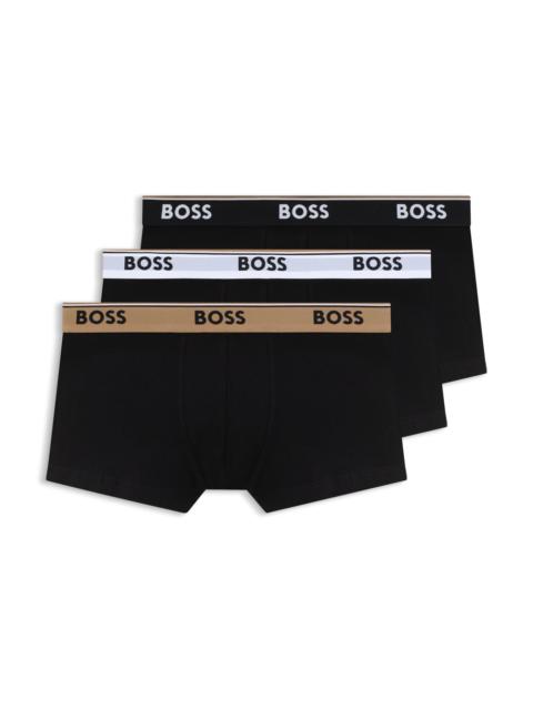 BOSS THREE-PACK OF STRETCH-COTTON TRUNKS WITH LOGO WAISTBANDS