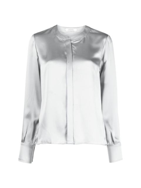 round-neck silk shirt