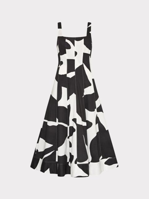 MILLY Grand Foliage Poplin Midi Dress