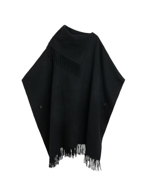 BY MALENE BIRGER Turtlo Oversized Fringed Wool Cape black