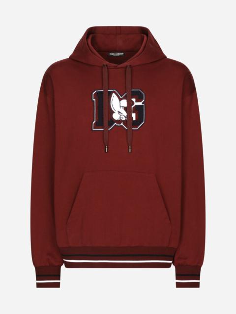 Jersey hoodie with patch