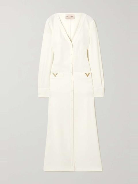 Valentino Embellished silk-crepe midi dress