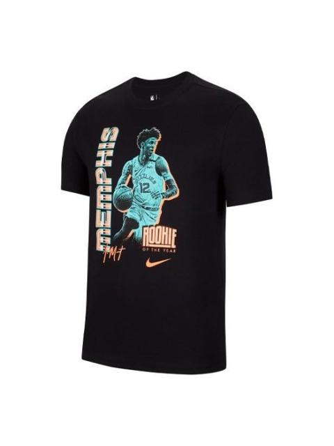 Nike Nike NBA Ja Morant Portrait Printing Basketball Sports Short Sleeve Black DH3774-010