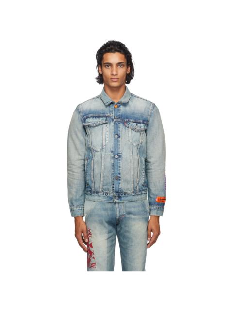 Heron Preston Indigo Levi's Edition Denim Logo Trucker Jacket