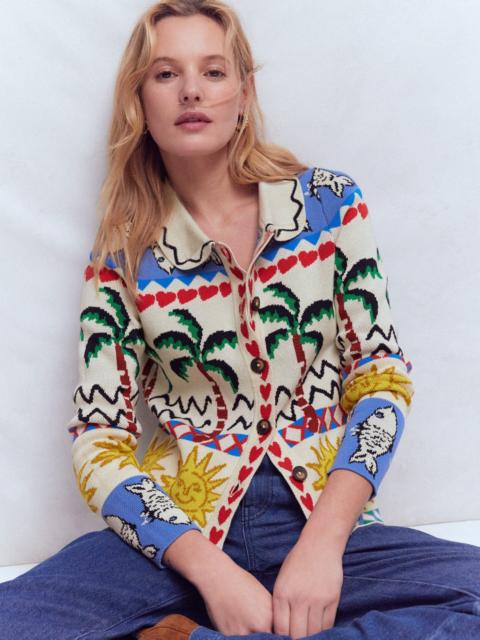 BODEN Jacquard Knitted Shacket-Warm Ivory, Novelty