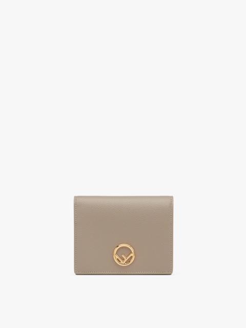 Beige compact leather wallet
