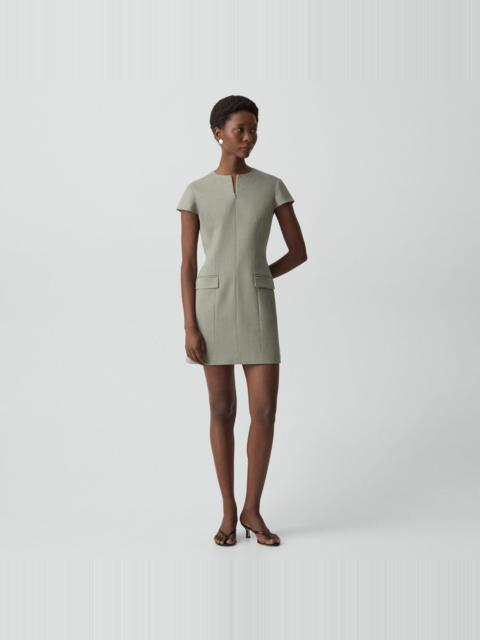 Theory Zip Mini Dress in Wool Gabardine