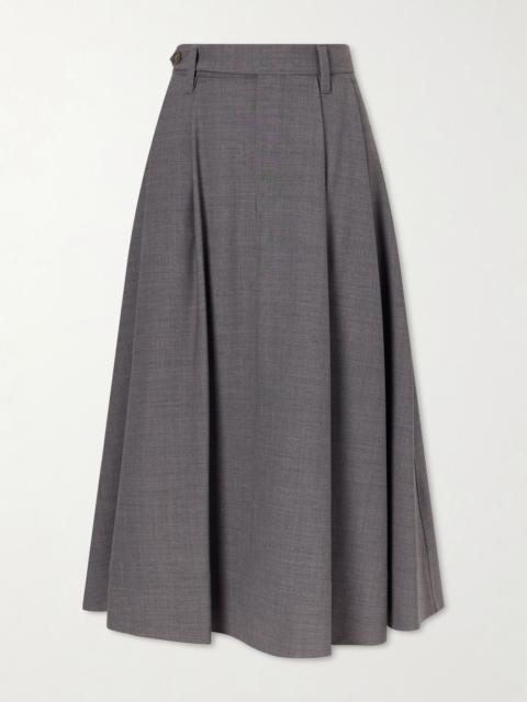 Brunello Cucinelli Pleated wool-blend midi skirt Gray
