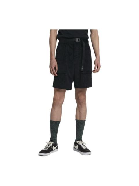 Nike Men's Nike Solid Color Big Pocket Design Adjustable Belt Sports Straight Shorts Black AA1076-010