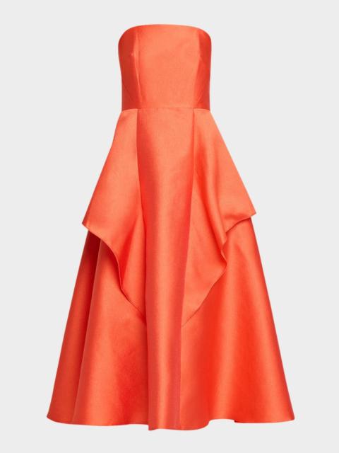 Shoshanna Pippa Strapless Draped Mikado Midi Dress