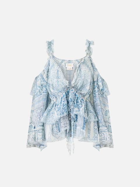 CAMILLA COLD SHOULDER RUFFLE TOP