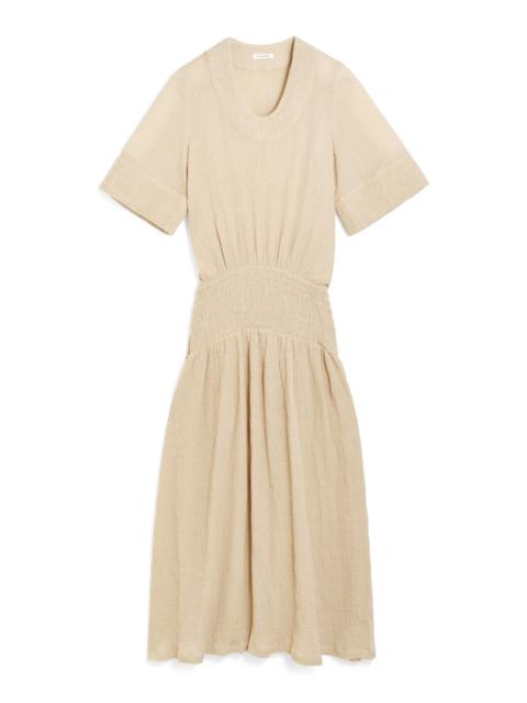 Anais Shirred Ramie-Cotton Maxi Dress neutral