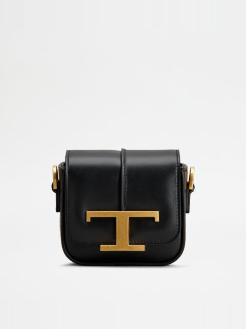 Tod's T TIMELESS CROSSBODY BAG IN LEATHER MICRO - BLACK