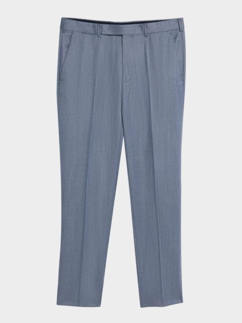 ZEGNA Men's Cavalry Twill Sharkskin Flat-Front Trousers