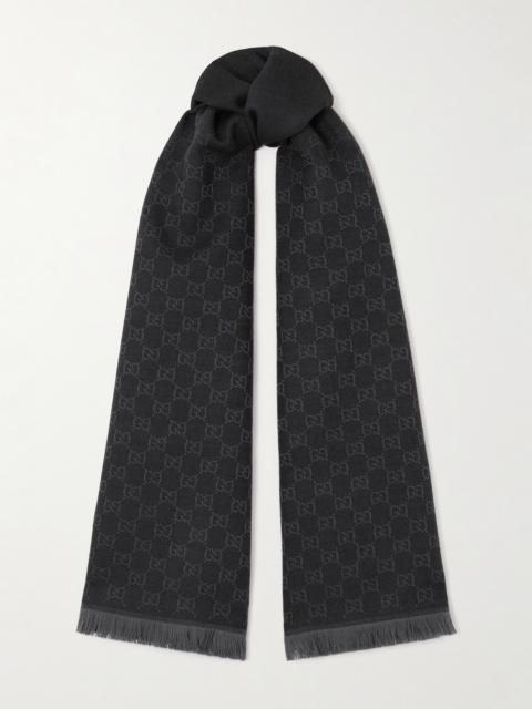 GUCCI Frayed Wool-jacquard Scarf