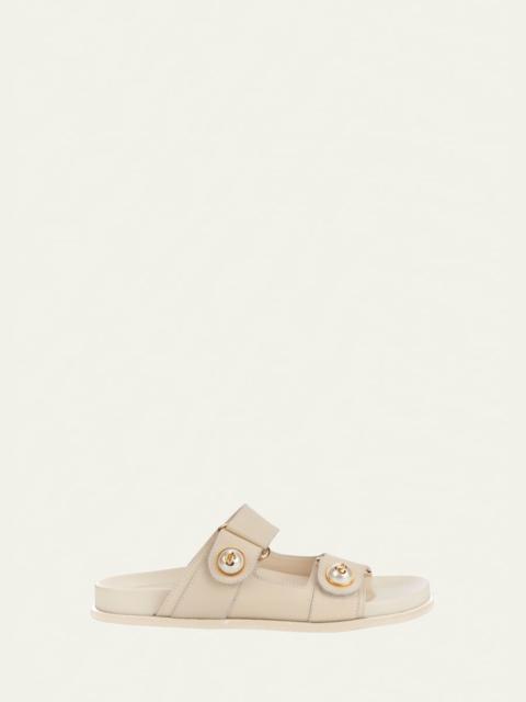 JIMMY CHOO Fayence Pearly-Button Slide Sandals