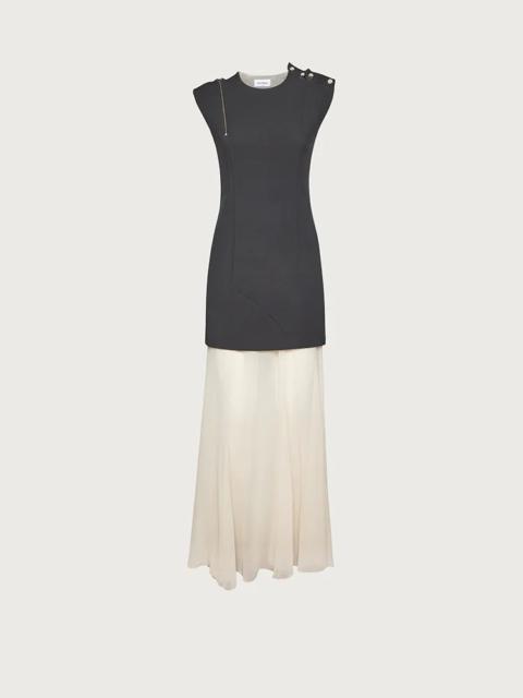 FERRAGAMO SLEEVELESS PENCIL DRESS WITH FLOATING SILK SKIRT