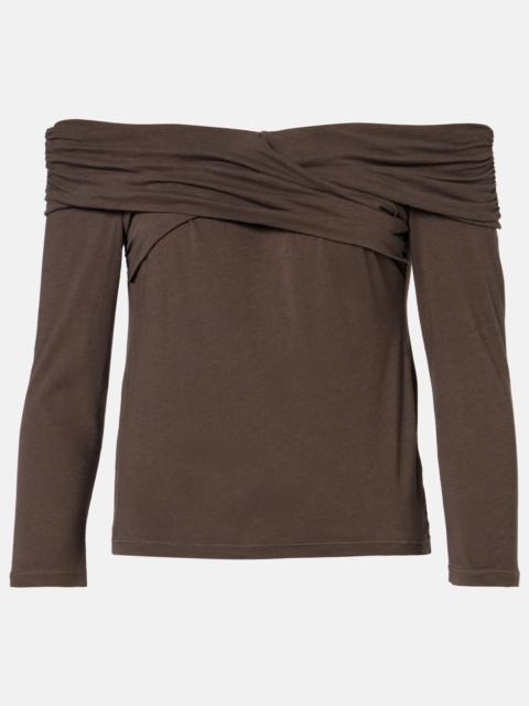 velvet Clarissa off-shoulder cotton-blend top