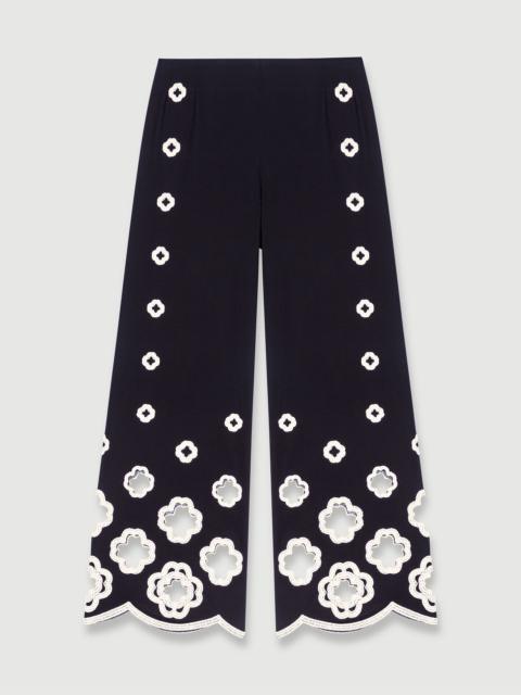 Wide-leg crochet trousers