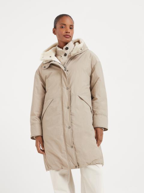 Brunello Cucinelli Water-resistant techno cotton down parka with detachable shearling insert