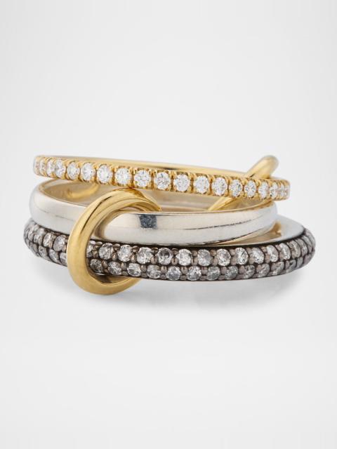 Spinelli Kilcollin 18K Gold, Silver and Black Rhodium Scorpio SG Gris Ring with Diamonds