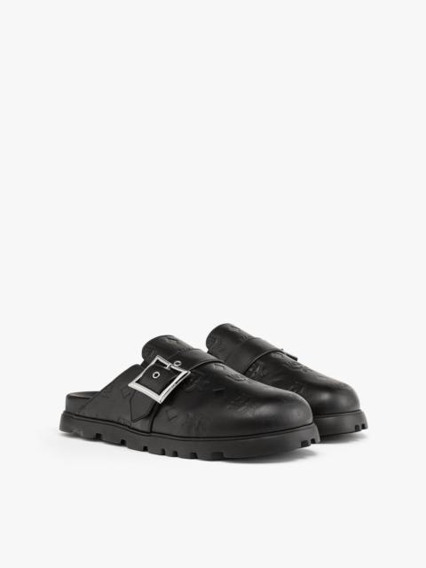 MCM Flat Mule in Monogram Leather